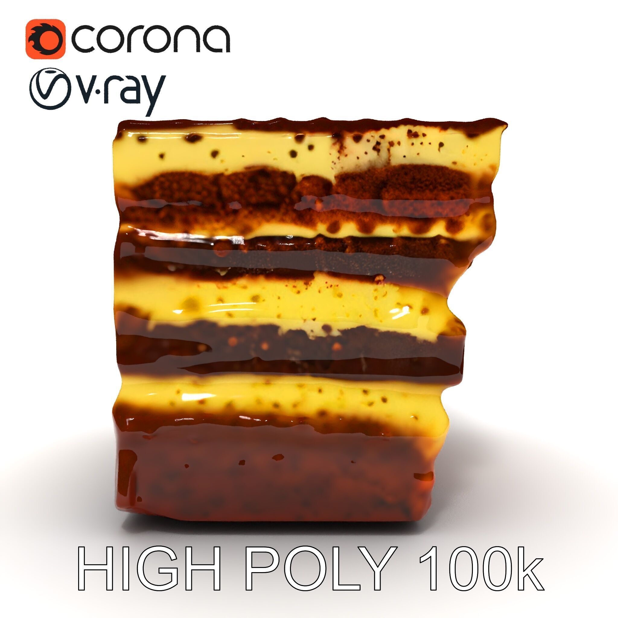 Tiramisu Dessert Layered Cake model pack Low-poly 3D model_12