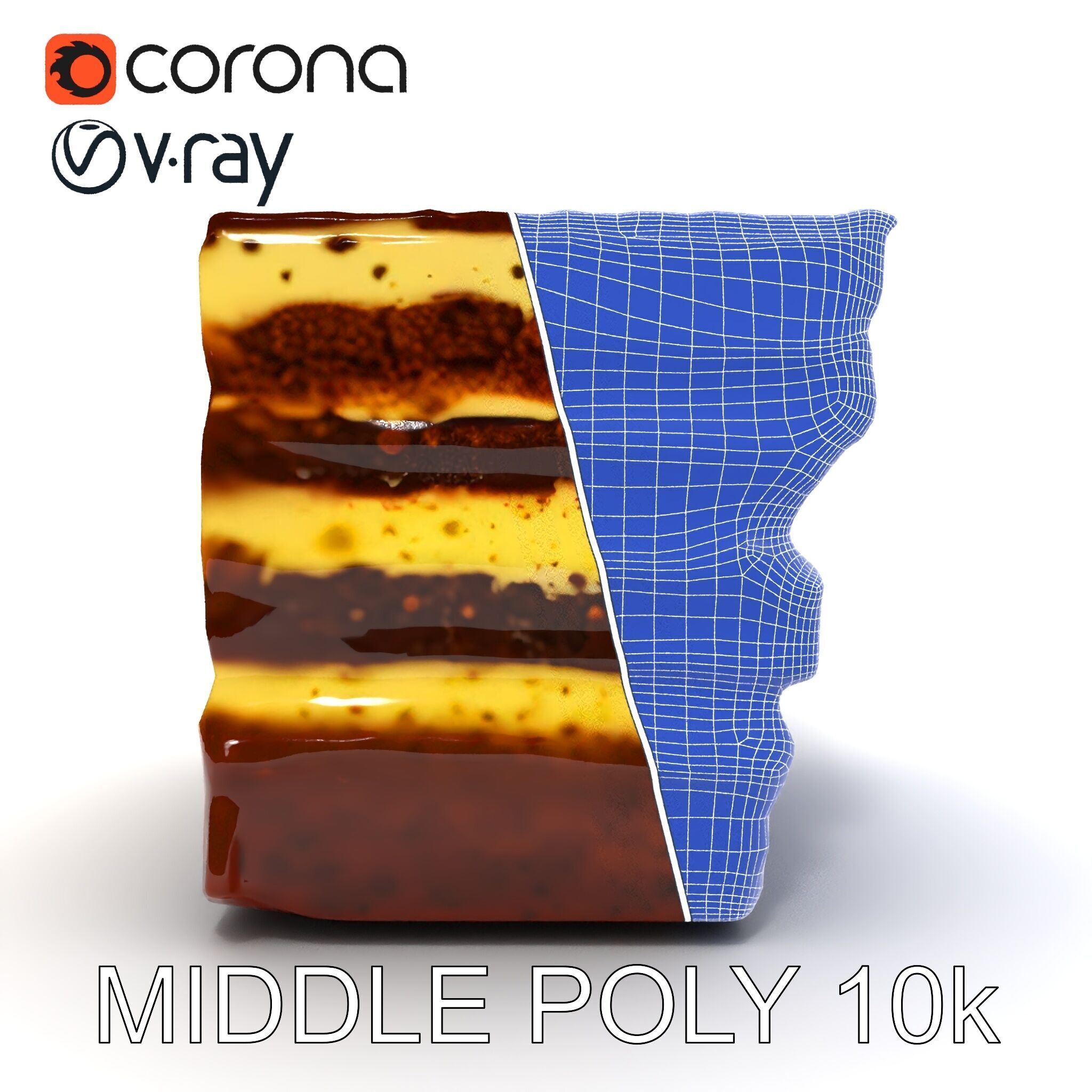 Tiramisu Dessert Layered Cake model pack Low-poly 3D model_27