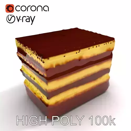 Tiramisu Dessert Layered Cake model pack Low-poly 3D model
