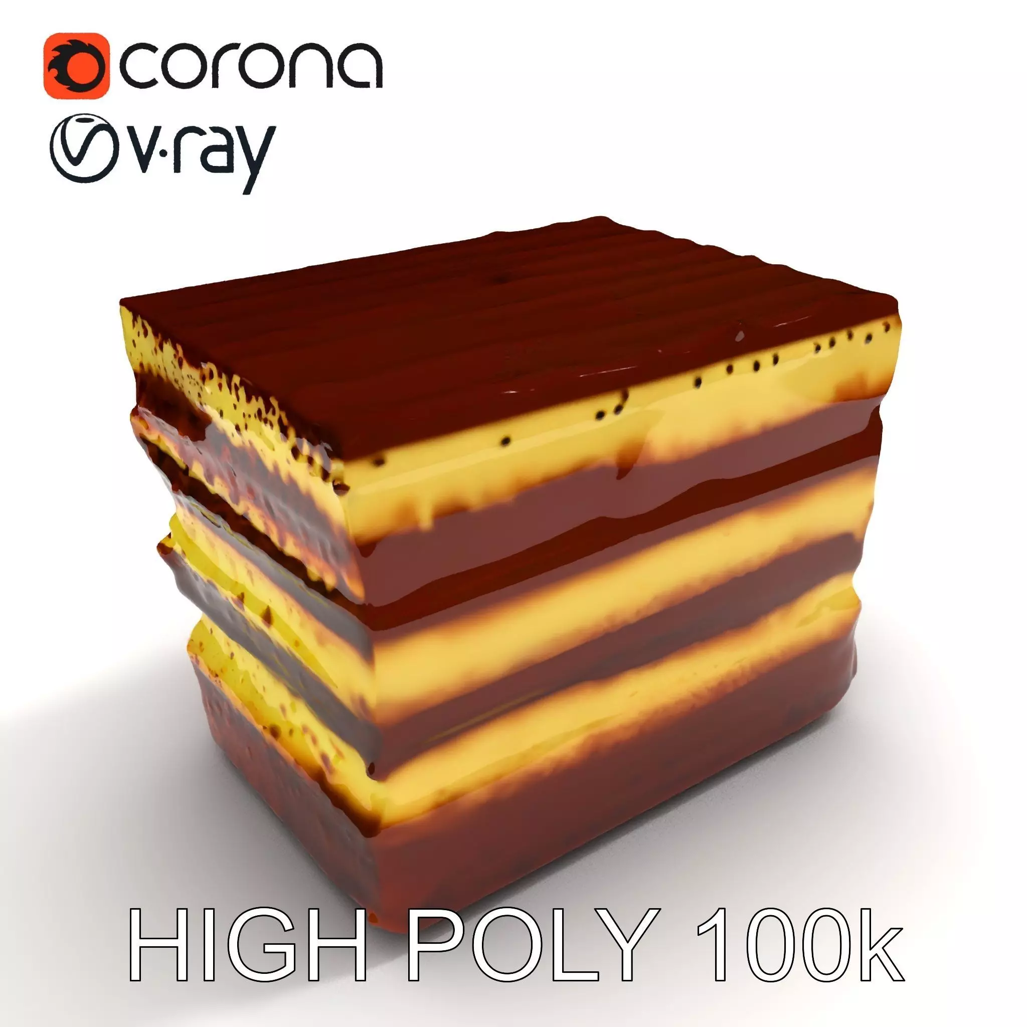 Tiramisu Dessert Layered Cake model pack Low-poly 3D model_0