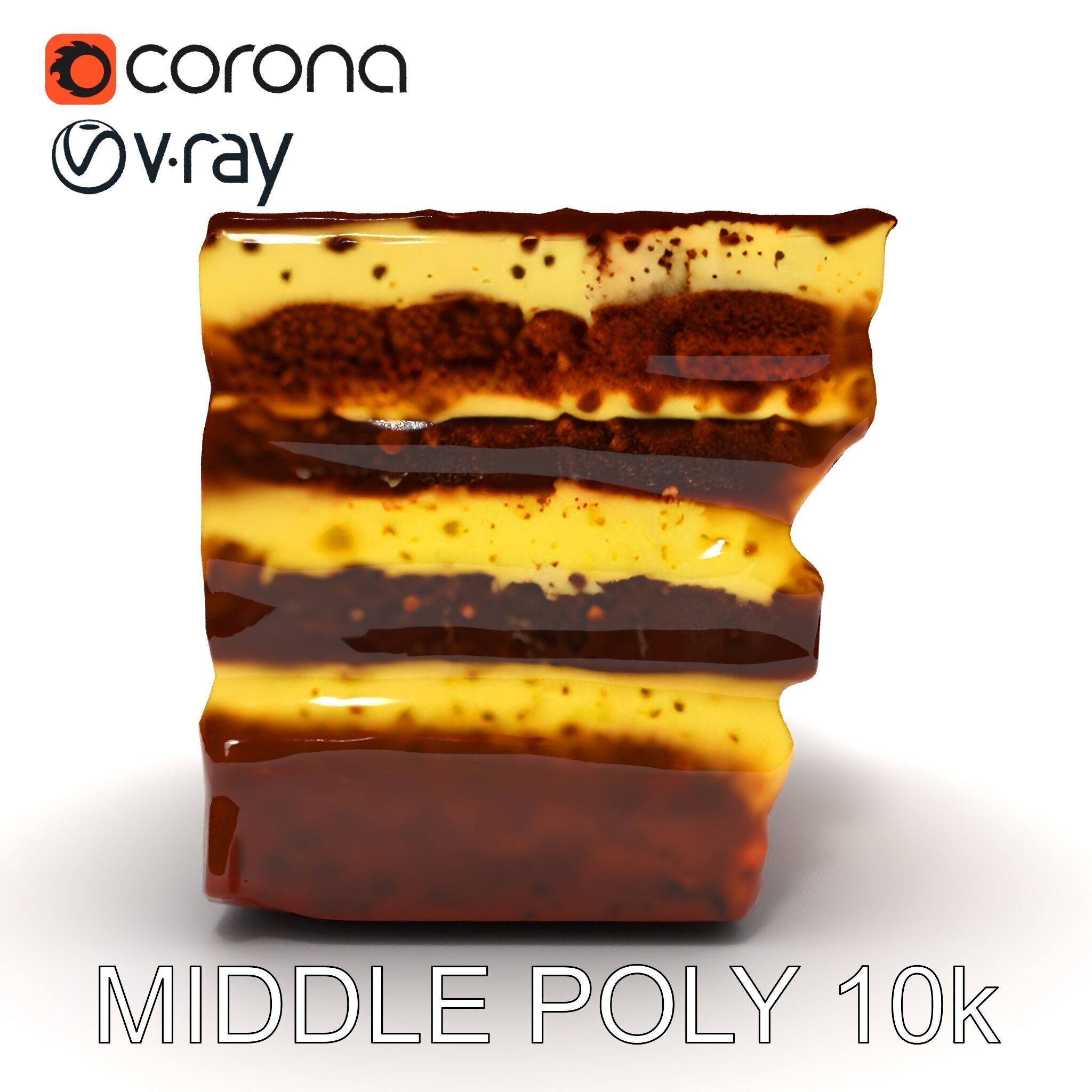 Tiramisu Dessert Layered Cake model pack Low-poly 3D model_17
