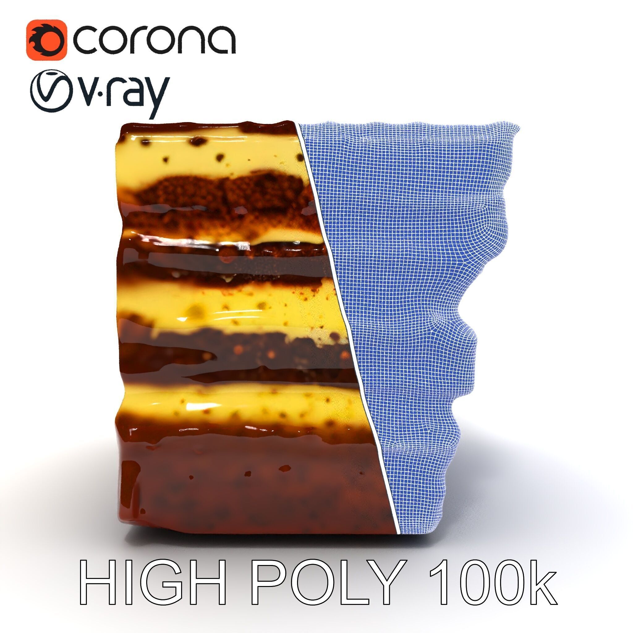Tiramisu Dessert Layered Cake model pack Low-poly 3D model_35