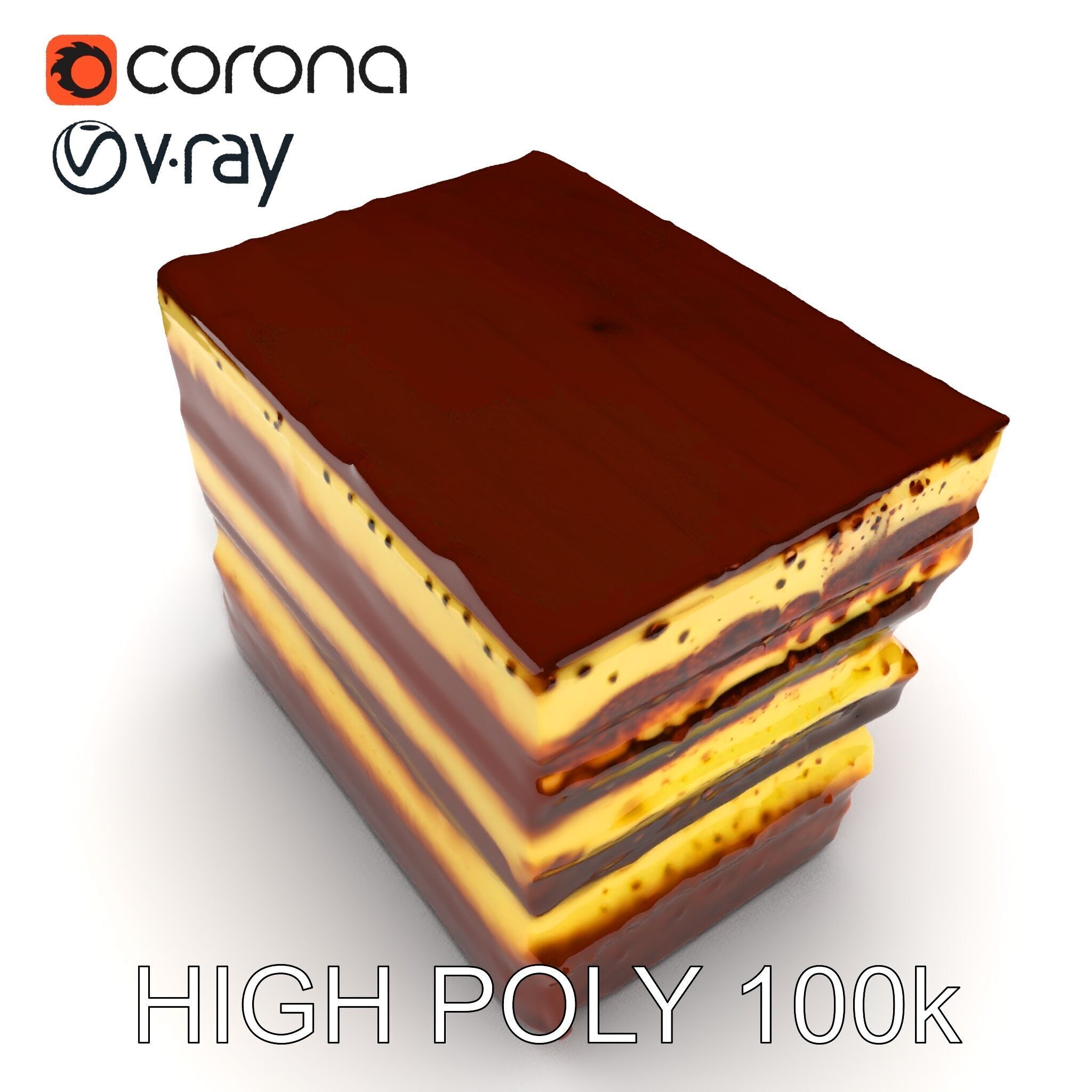Tiramisu Dessert Layered Cake model pack Low-poly 3D model_16