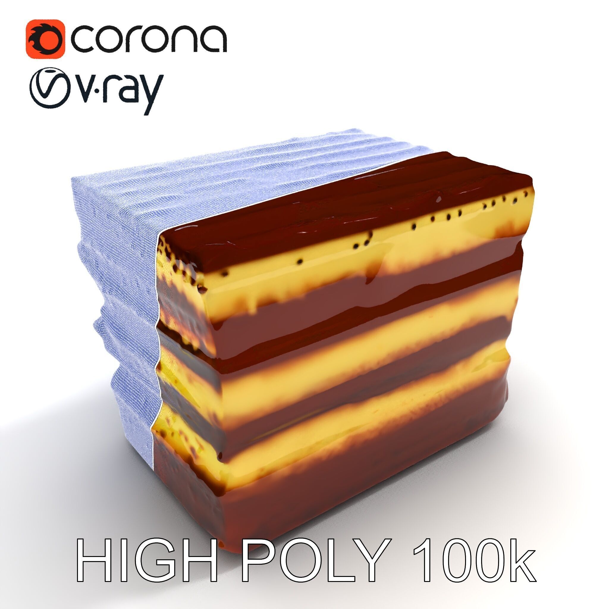 Tiramisu Dessert Layered Cake model pack Low-poly 3D model_26