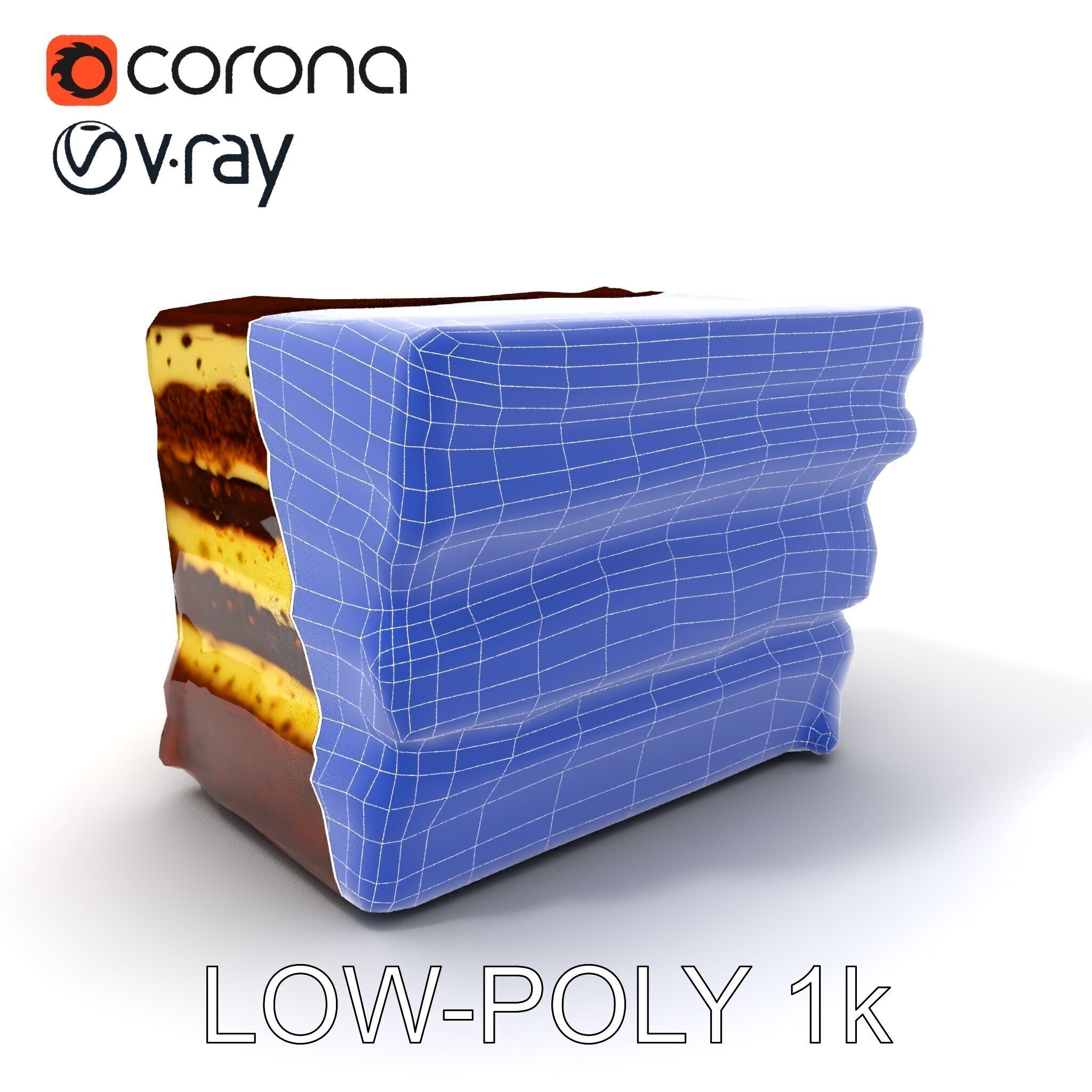 Tiramisu Dessert Layered Cake model pack Low-poly 3D model_20