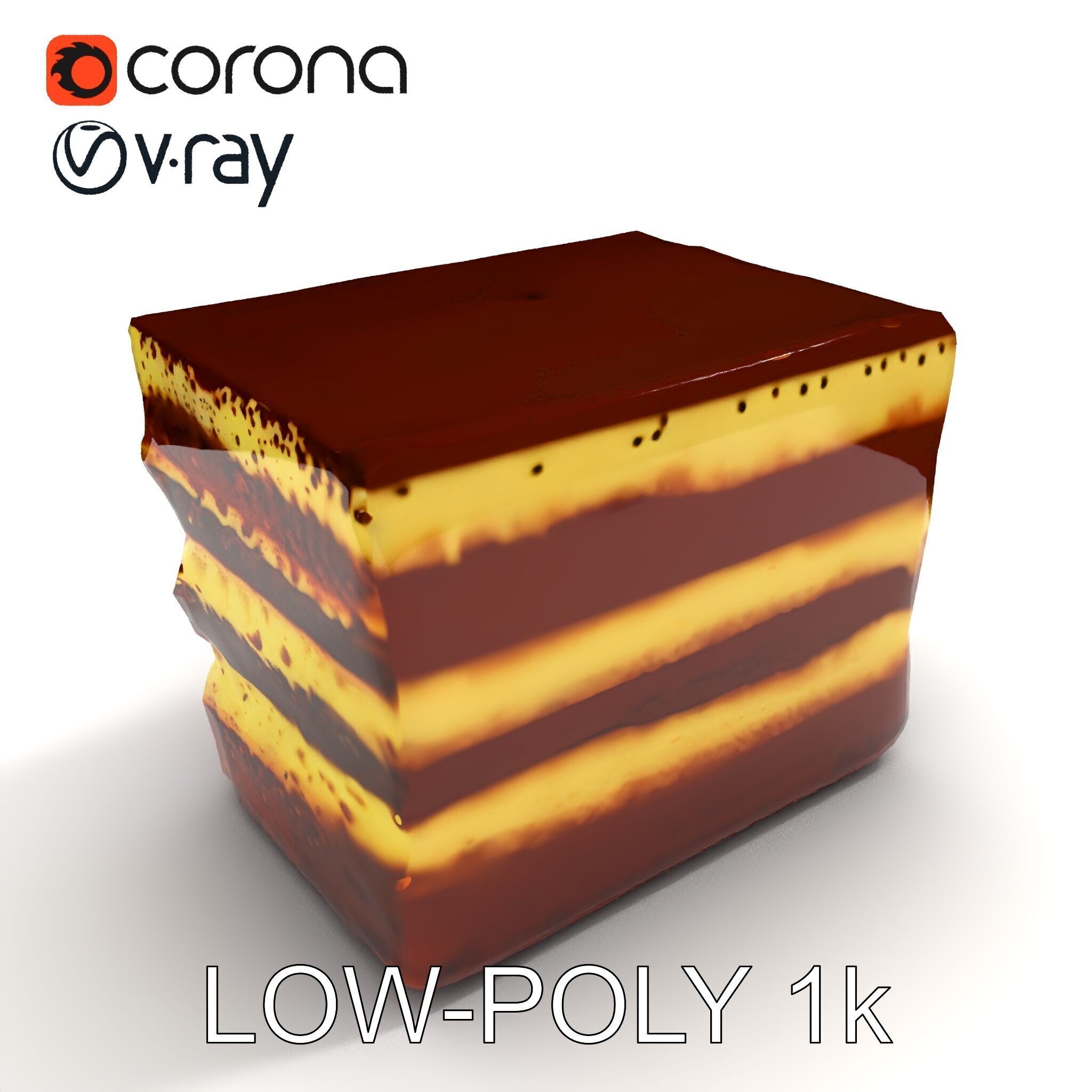 Tiramisu Dessert Layered Cake model pack Low-poly 3D model_11