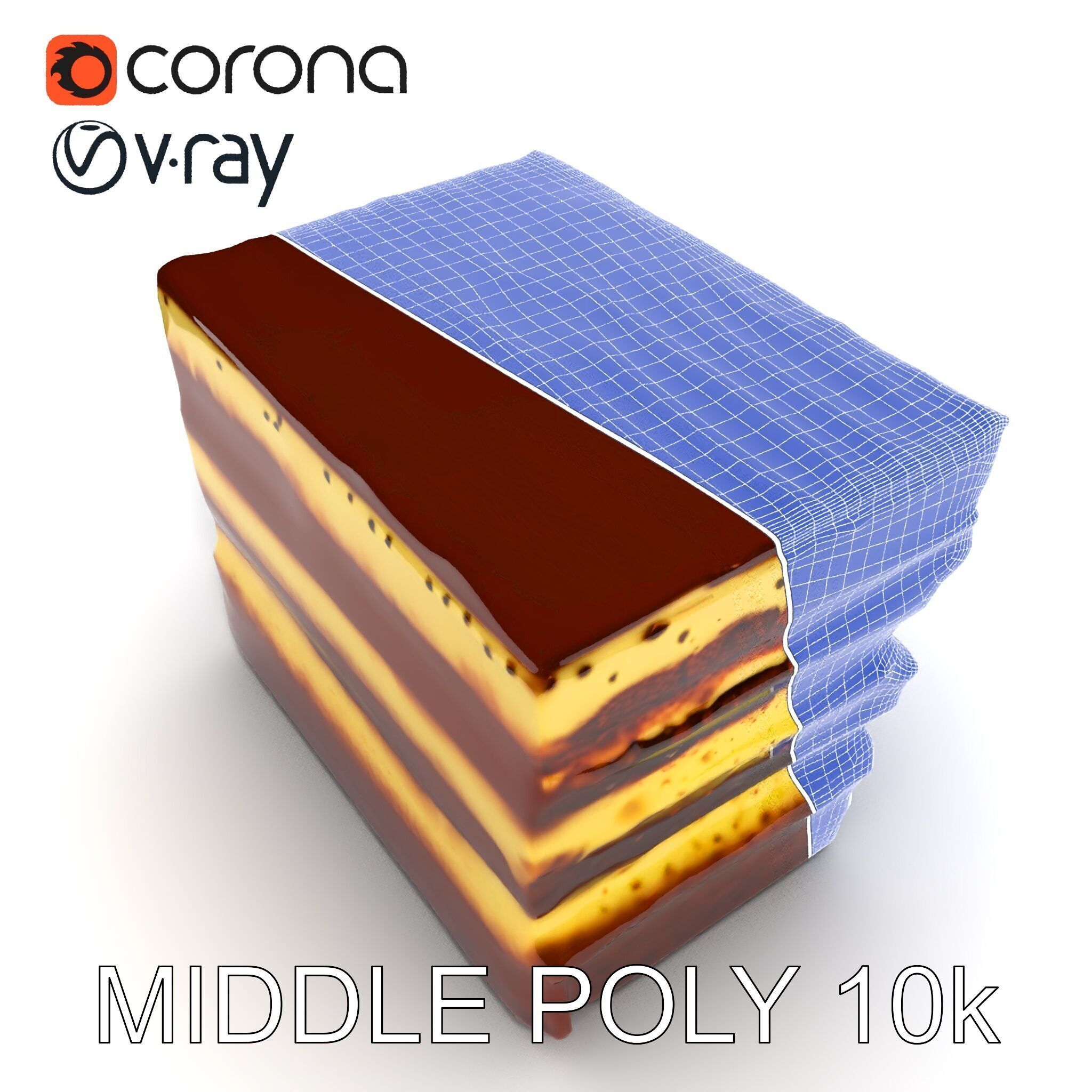 Tiramisu Dessert Layered Cake model pack Low-poly 3D model_23