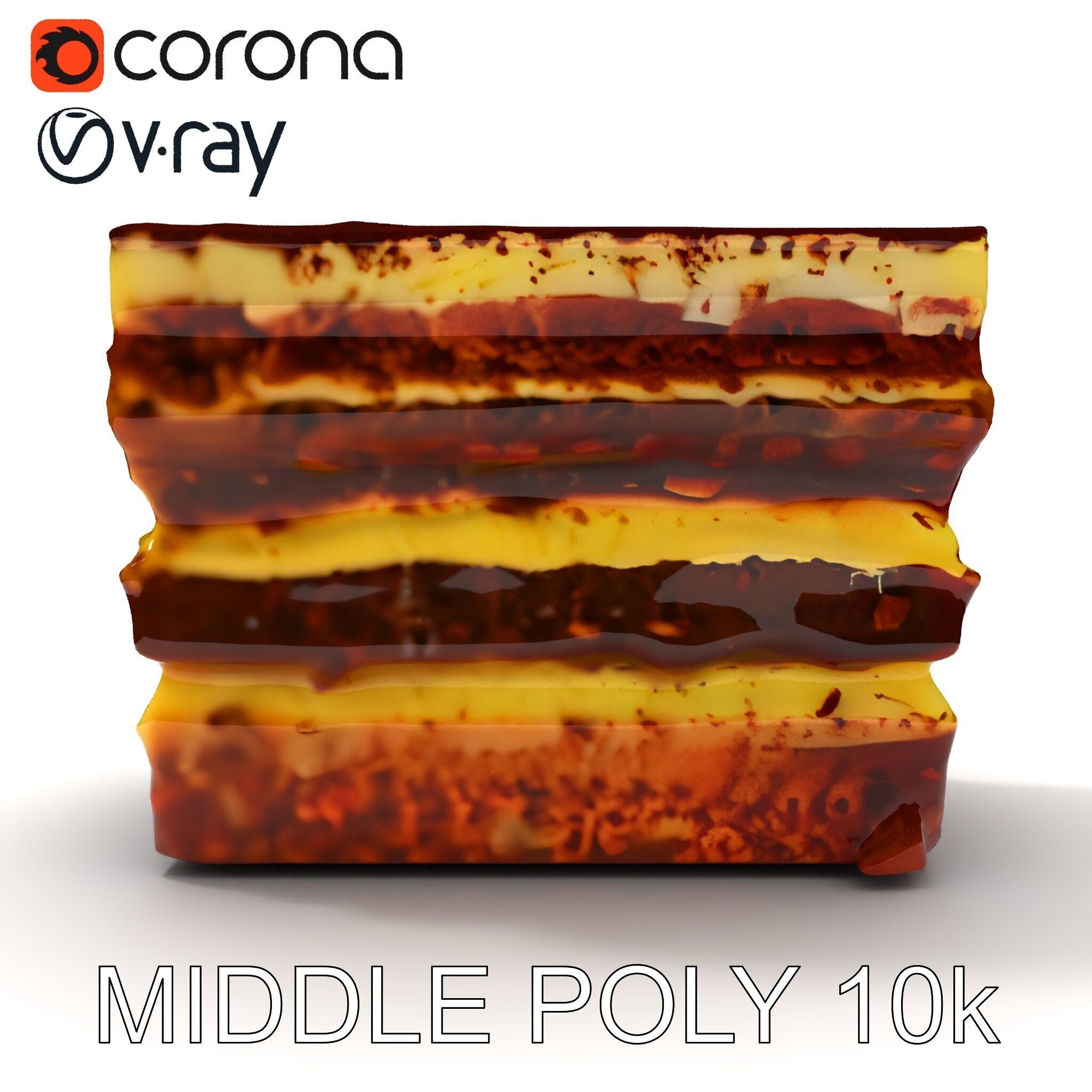 Tiramisu Dessert Layered Cake model pack Low-poly 3D model_22