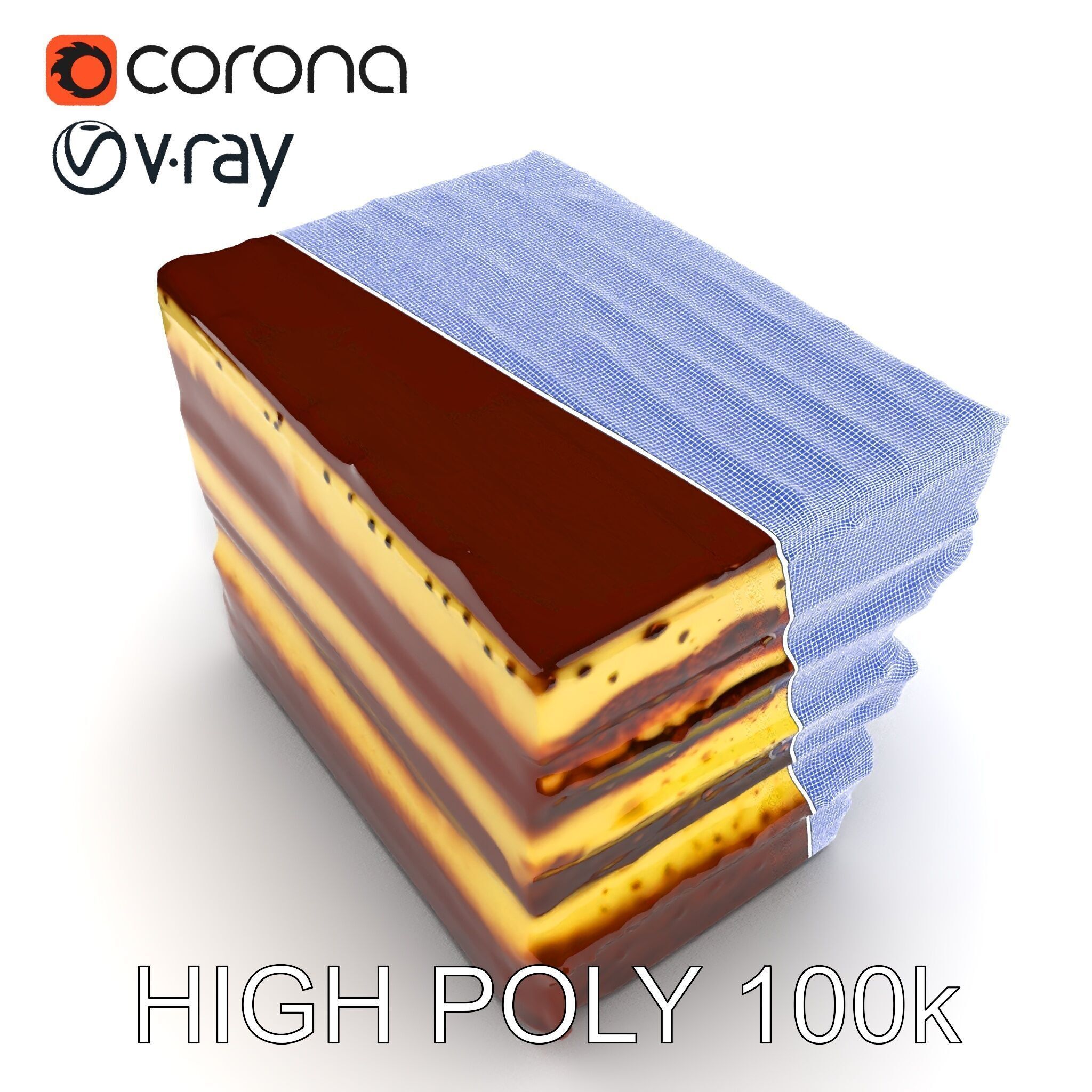 Tiramisu Dessert Layered Cake model pack Low-poly 3D model_34
