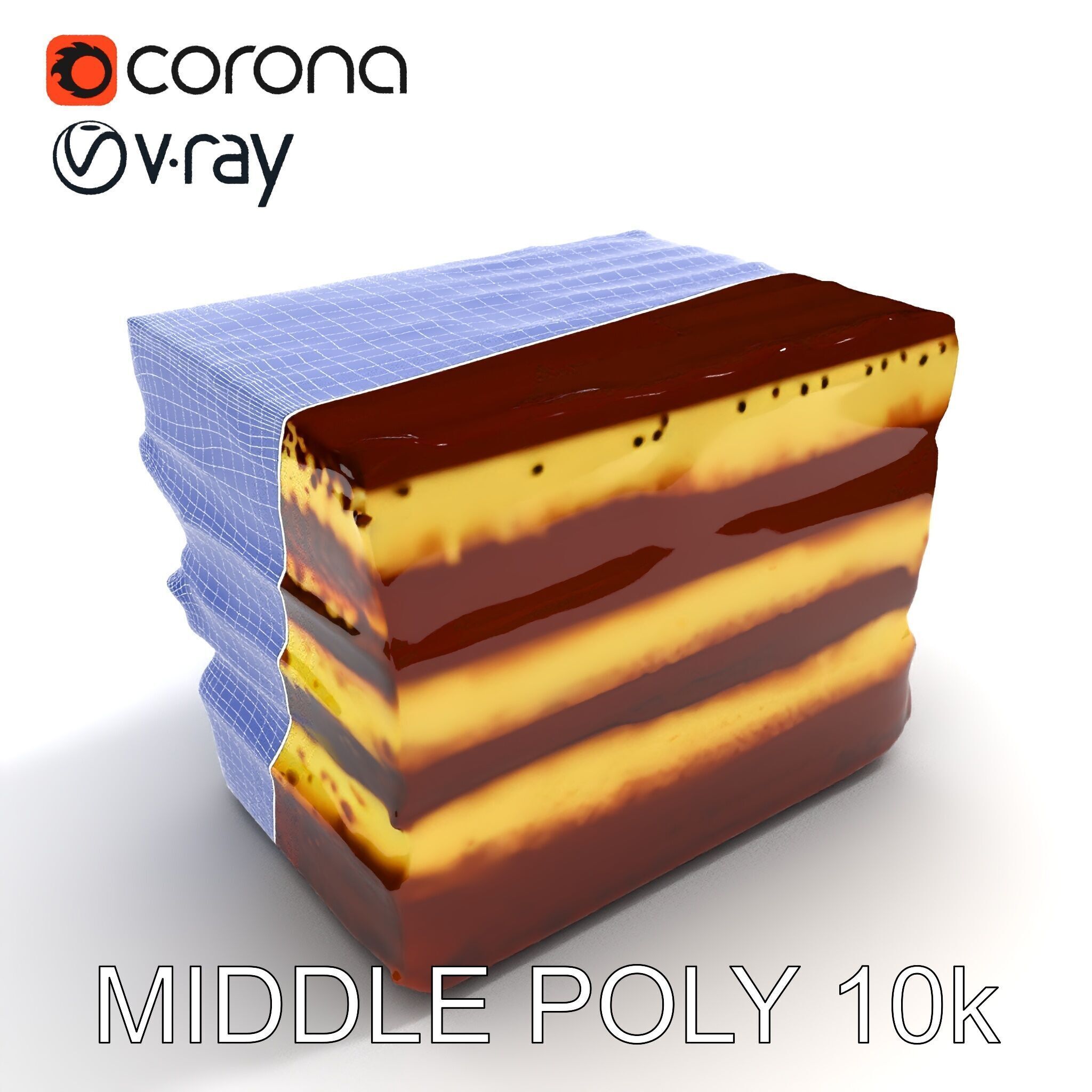 Tiramisu Dessert Layered Cake model pack Low-poly 3D model_24