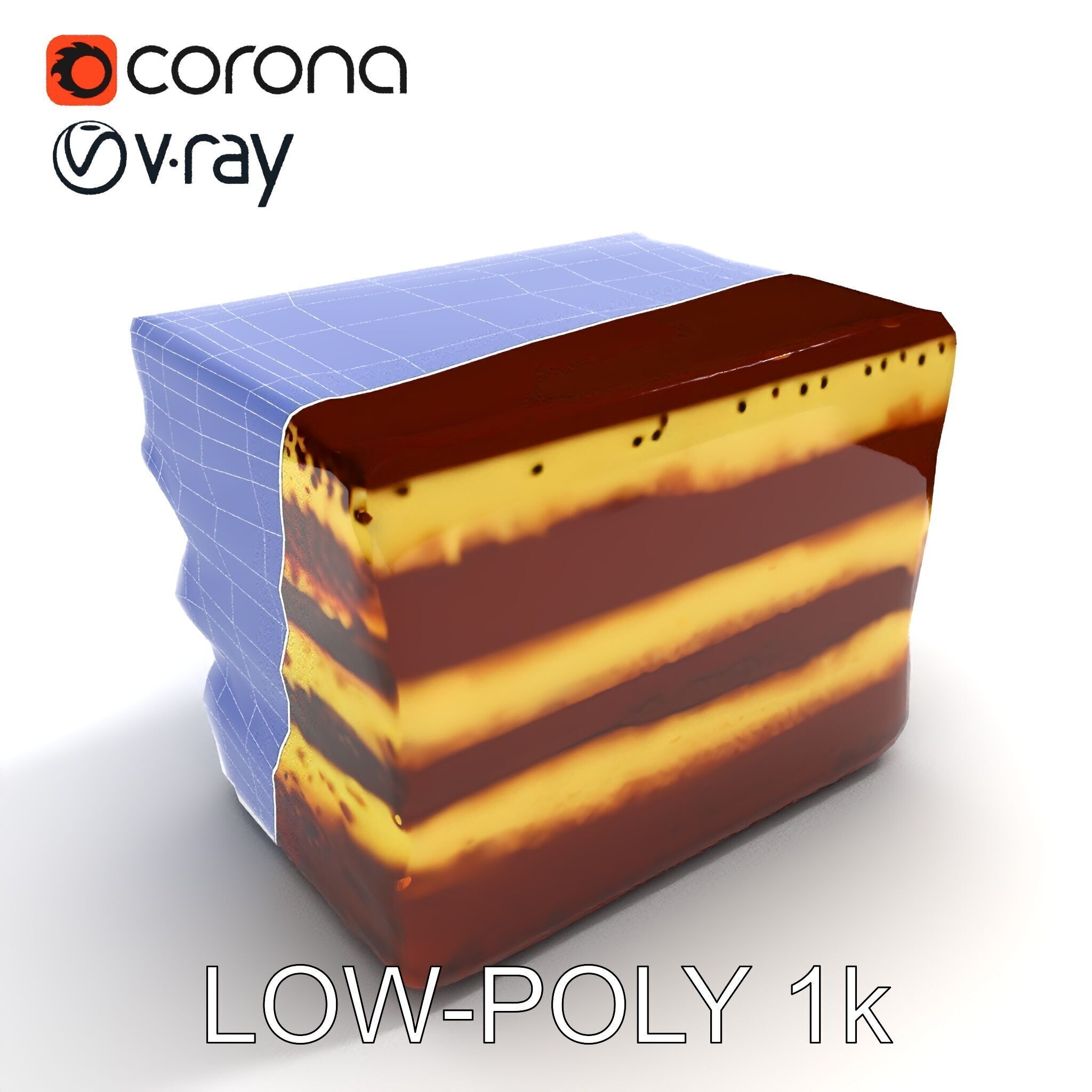 Tiramisu Dessert Layered Cake model pack Low-poly 3D model_19