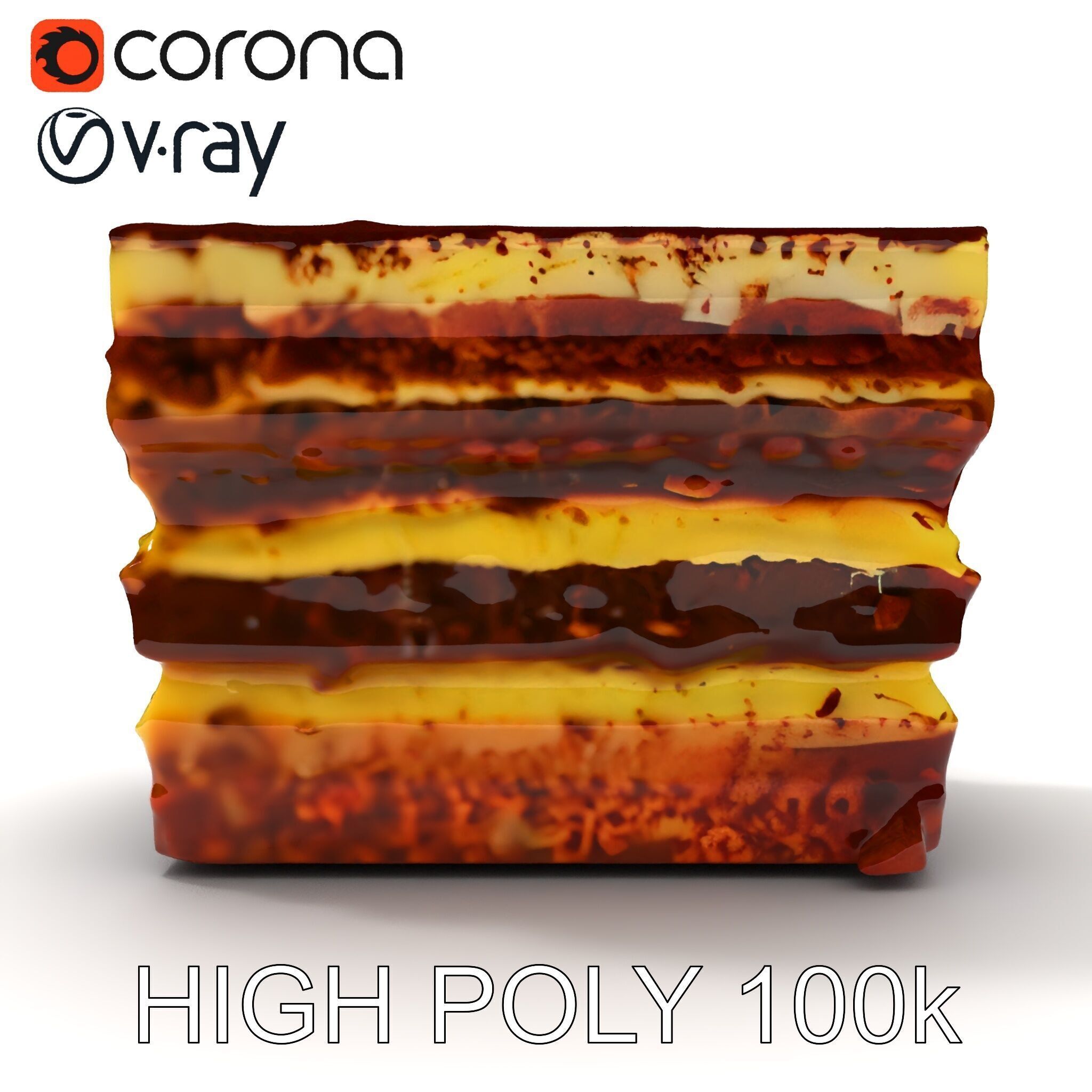 Tiramisu Dessert Layered Cake model pack Low-poly 3D model_2