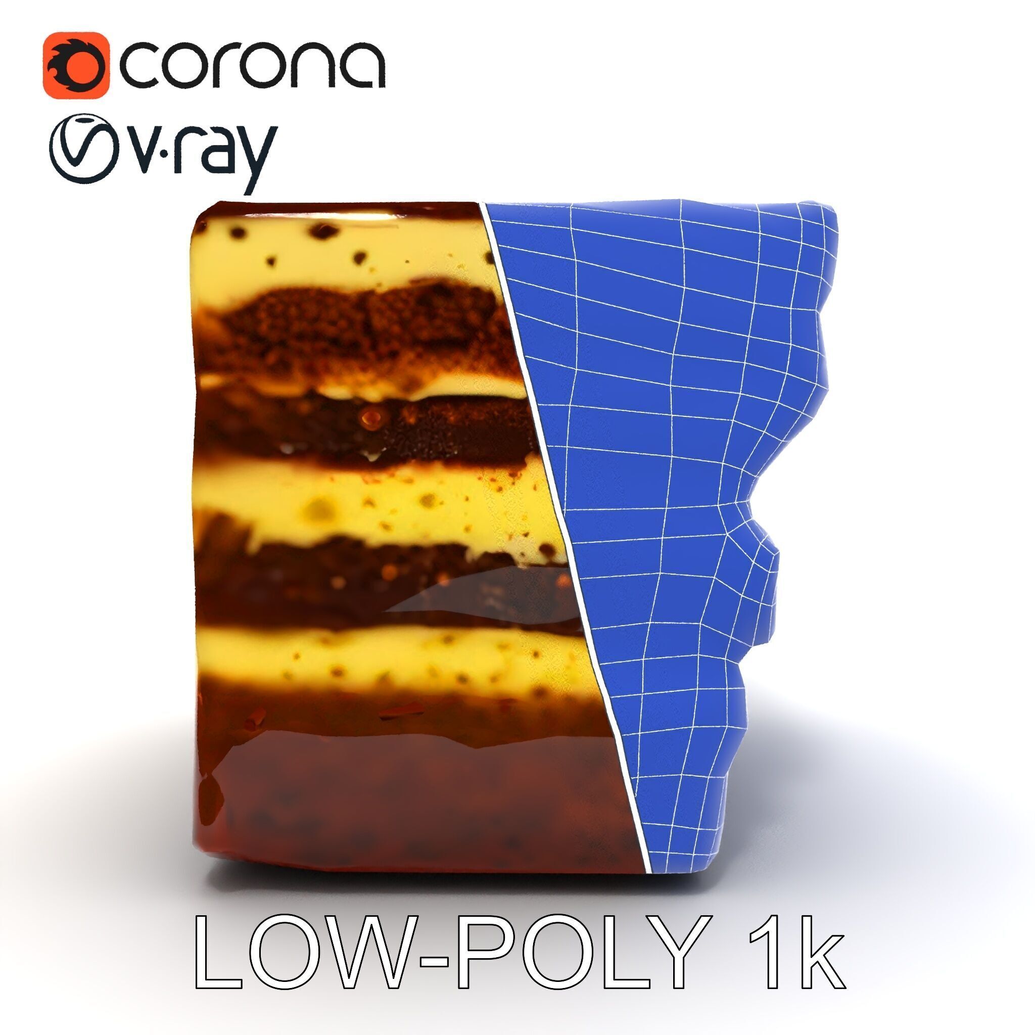 Tiramisu Dessert Layered Cake model pack Low-poly 3D model_18
