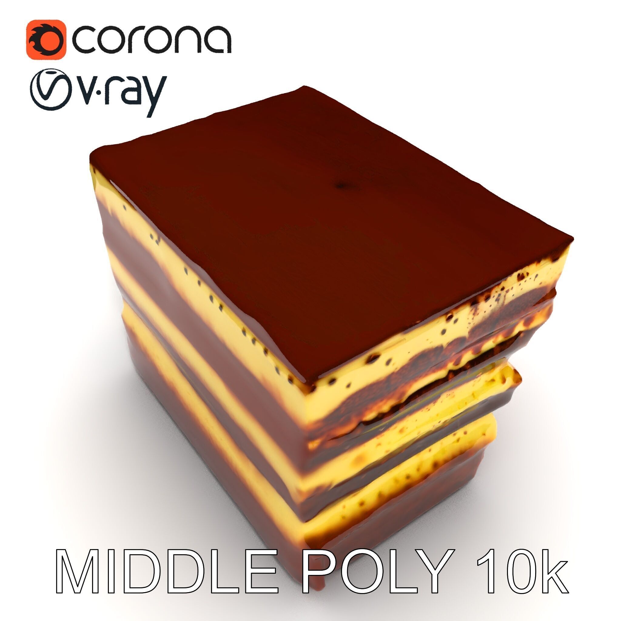 Tiramisu Dessert Layered Cake model pack Low-poly 3D model_5
