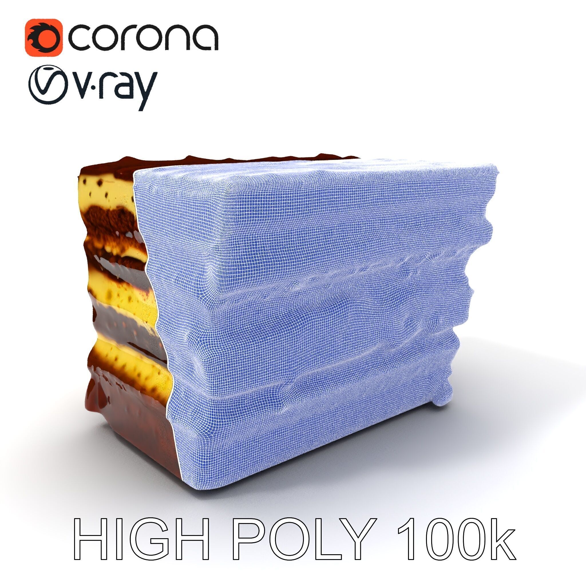 Tiramisu Dessert Layered Cake model pack Low-poly 3D model_32