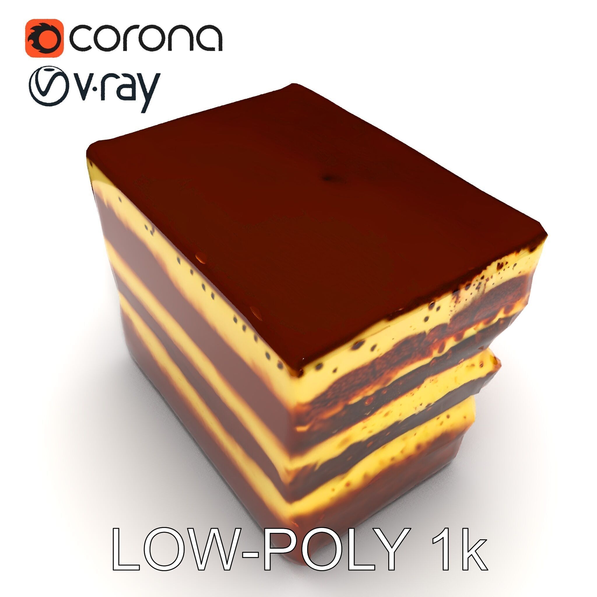 Tiramisu Dessert Layered Cake model pack Low-poly 3D model_9
