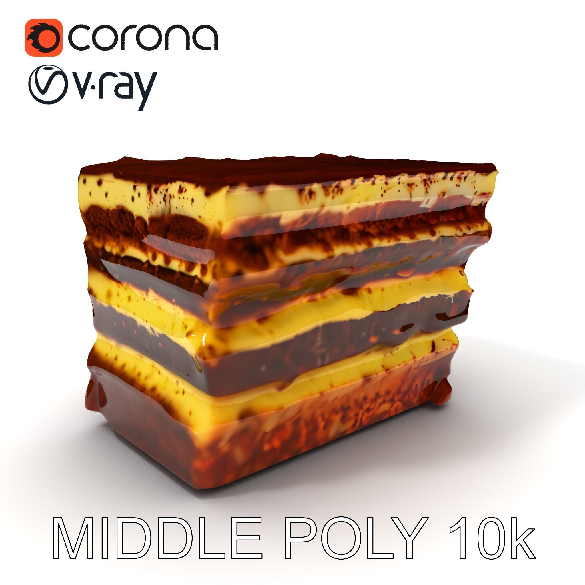 Tiramisu Dessert Layered Cake model pack Low-poly 3D model_8