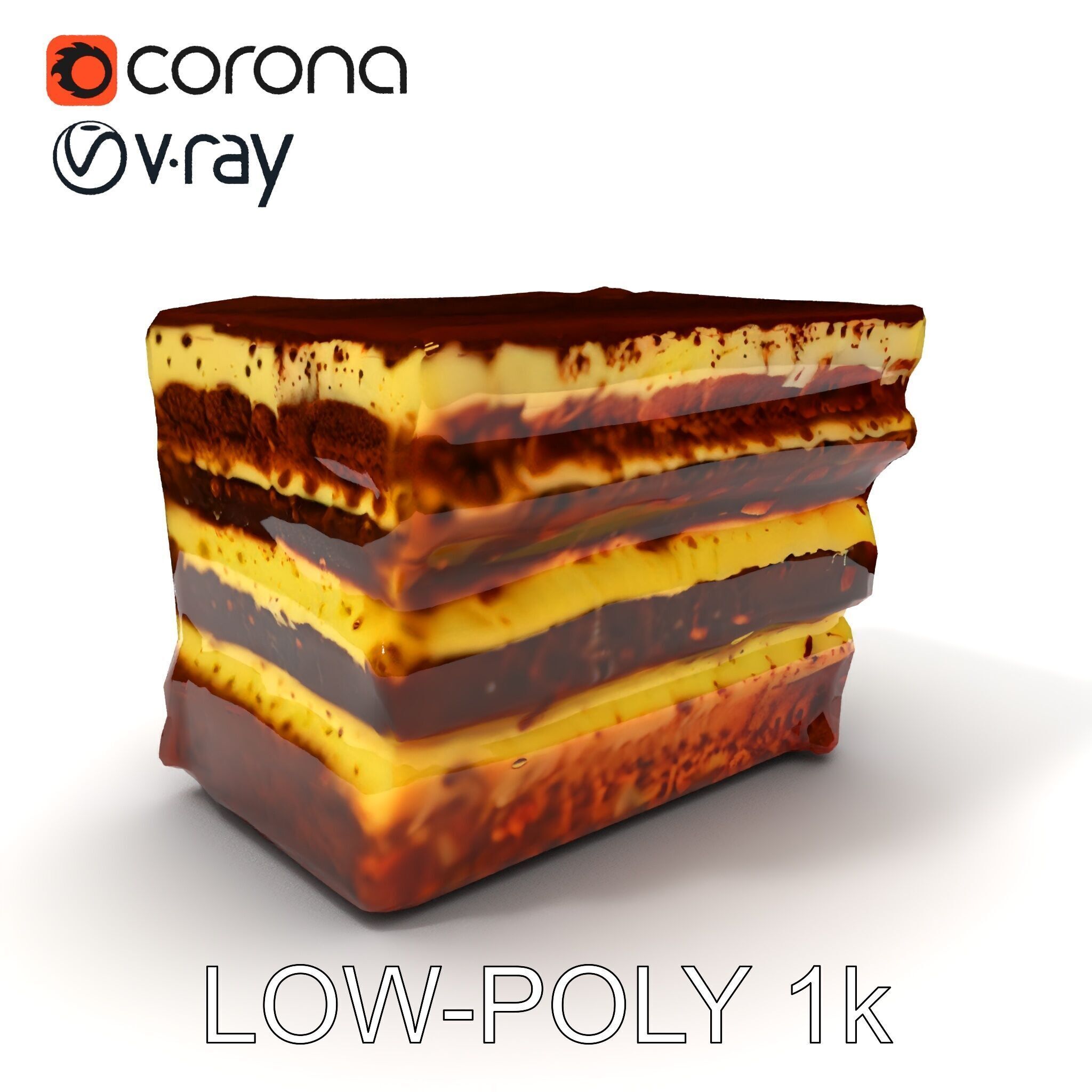 Tiramisu Dessert Layered Cake model pack Low-poly 3D model_6