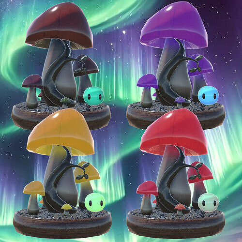 VRChat World Mushroom Lamp Free low-poly 3D model
