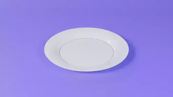 White Ceramic Plate  - Low Poly - Game Ready