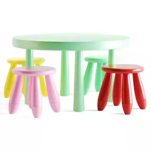 Mammut table chair Low-poly 3D model