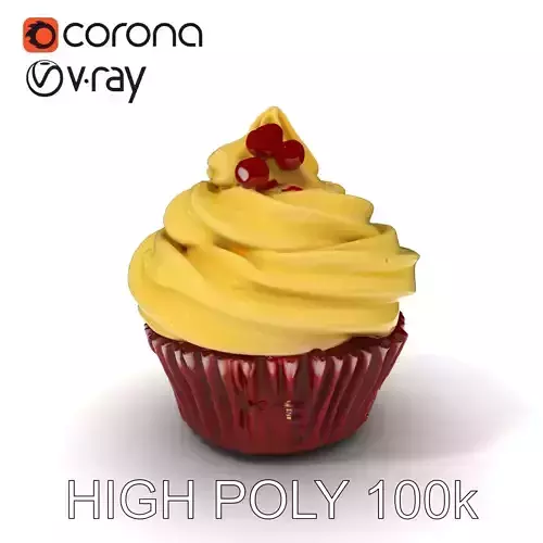 Red Velvet Cupcake with Cream Cheese Frosting model pack