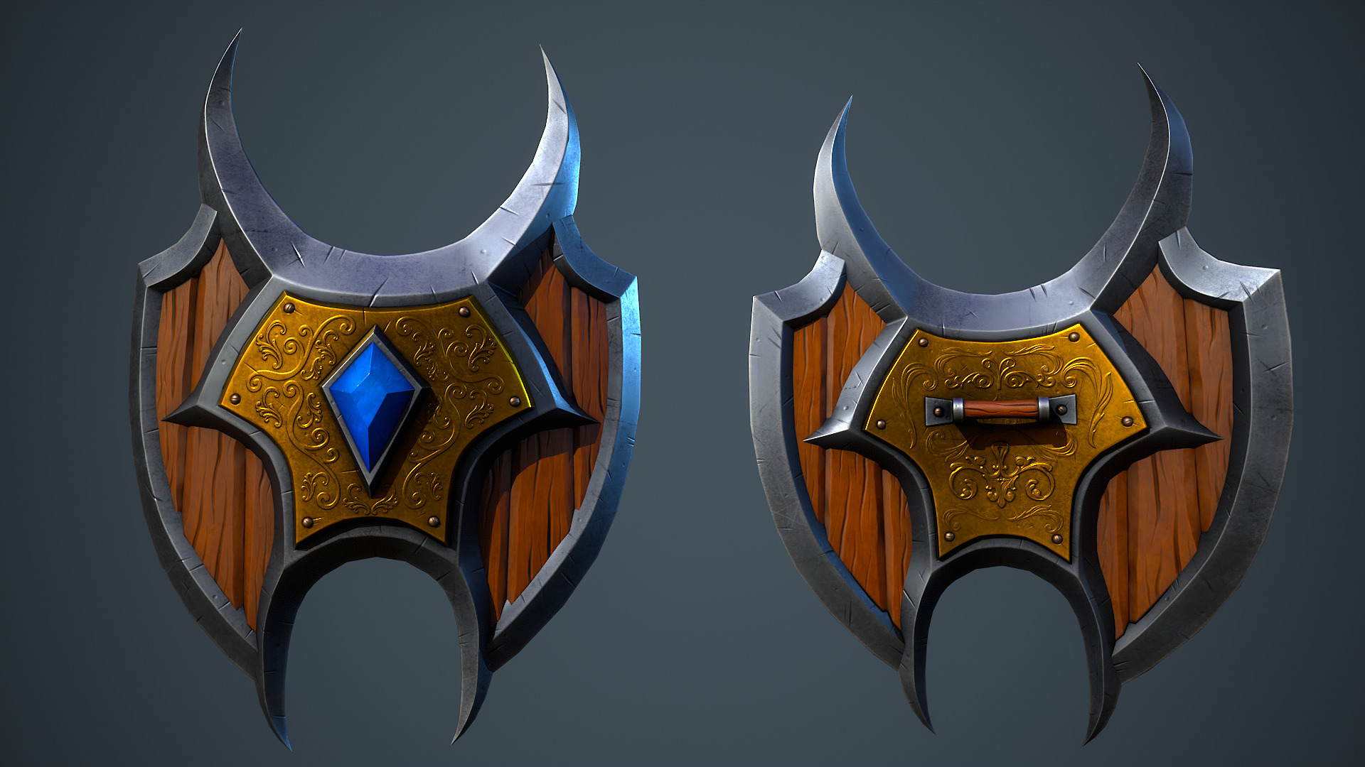 Stylized Fantasy Weapons - Shields Low-poly 3D model_6