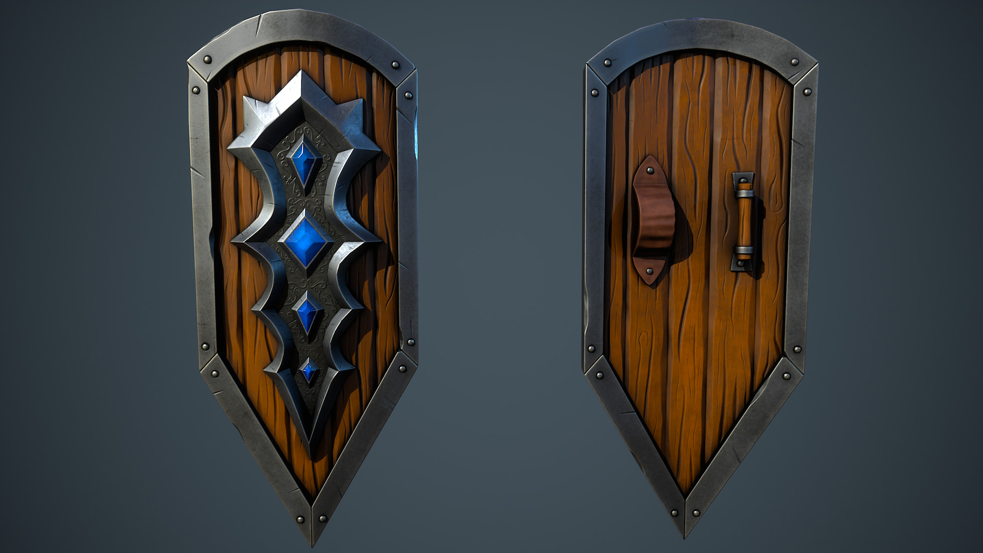 Stylized Fantasy Weapons - Shields Low-poly 3D model_2