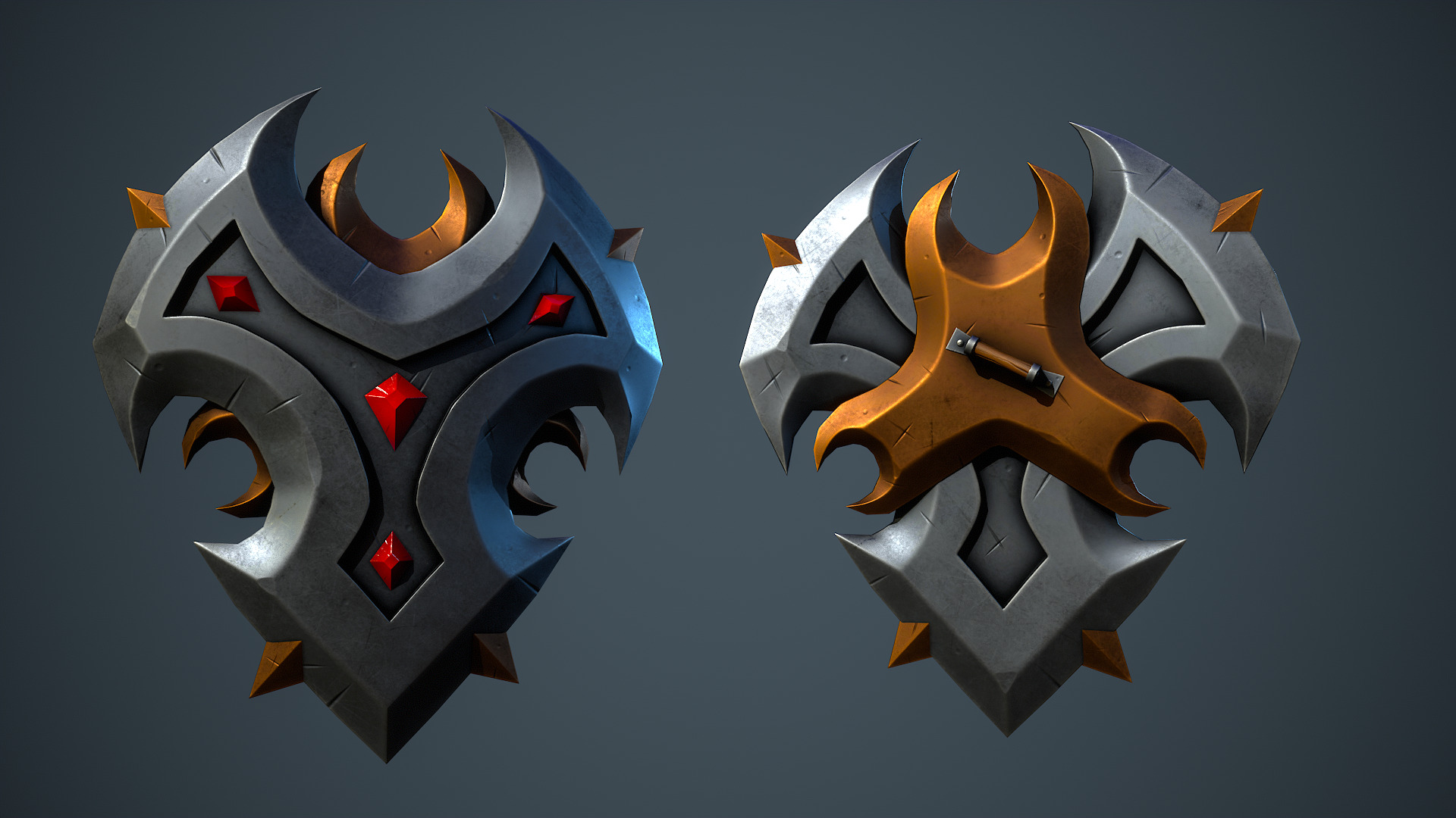 Stylized Fantasy Weapons - Shields Low-poly 3D model_12