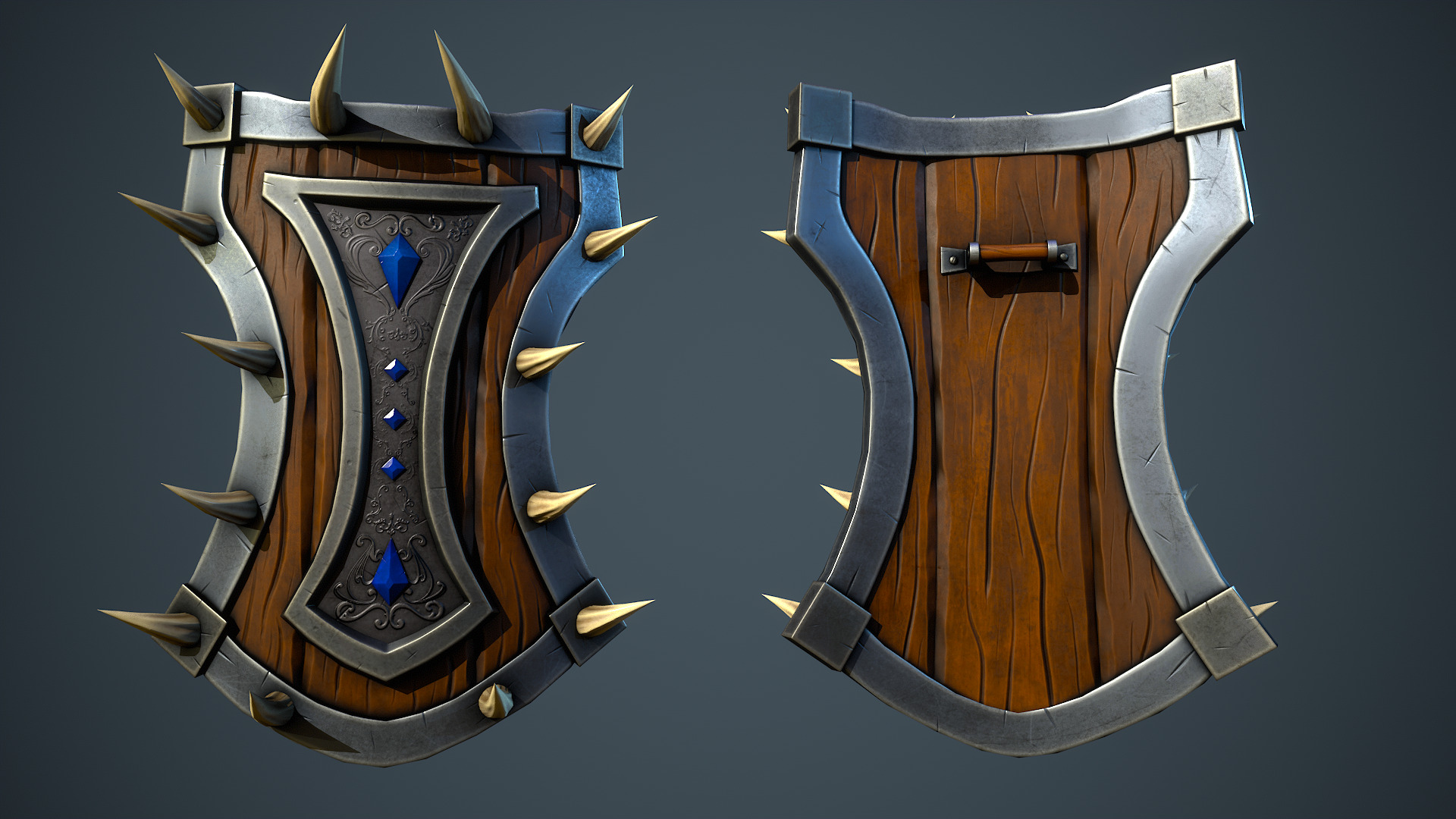 Stylized Fantasy Weapons - Shields Low-poly 3D model_10