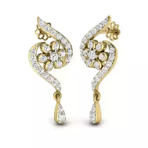 Printable 3D Jewelry design of Earrings with diamonds