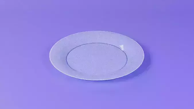 Blue Ceramic Plate  - Low Poly - Game Ready