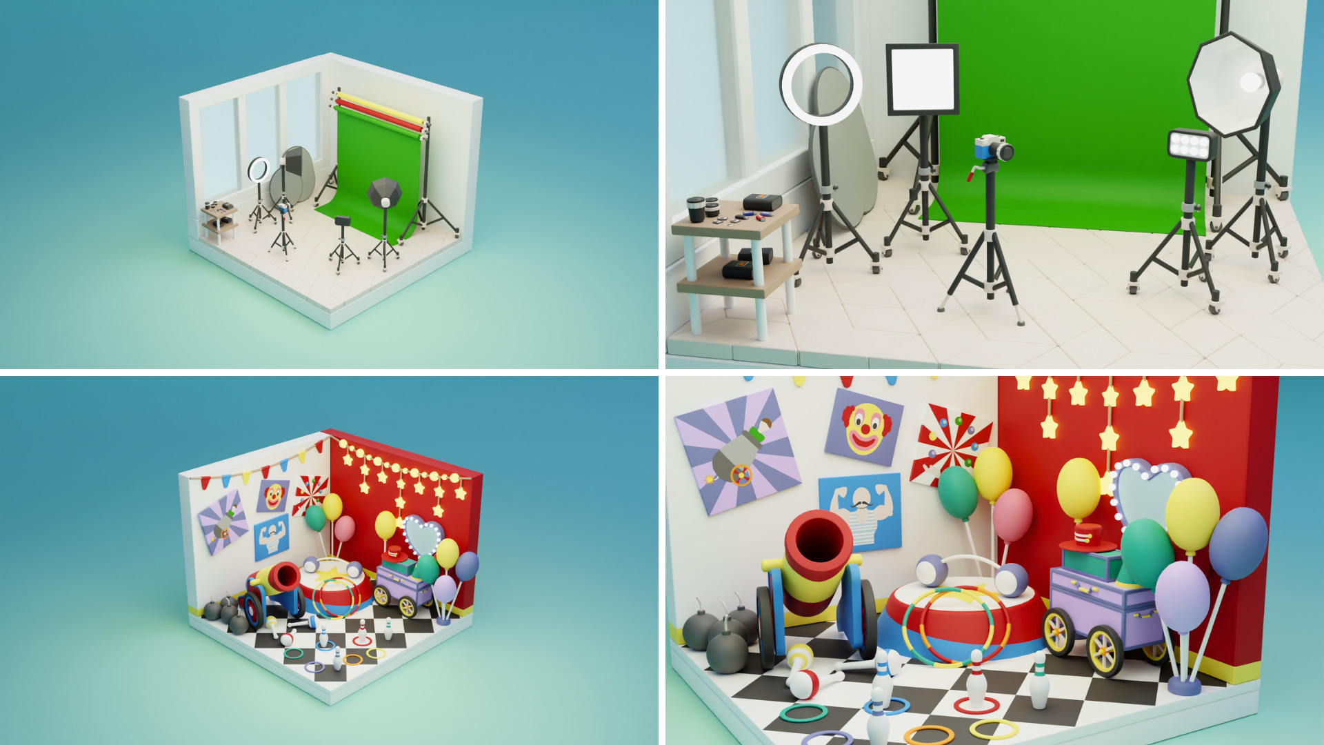 BIG PACK Cozy Cartoon Profession Rooms Interiors 2 Low-poly 3D model_18