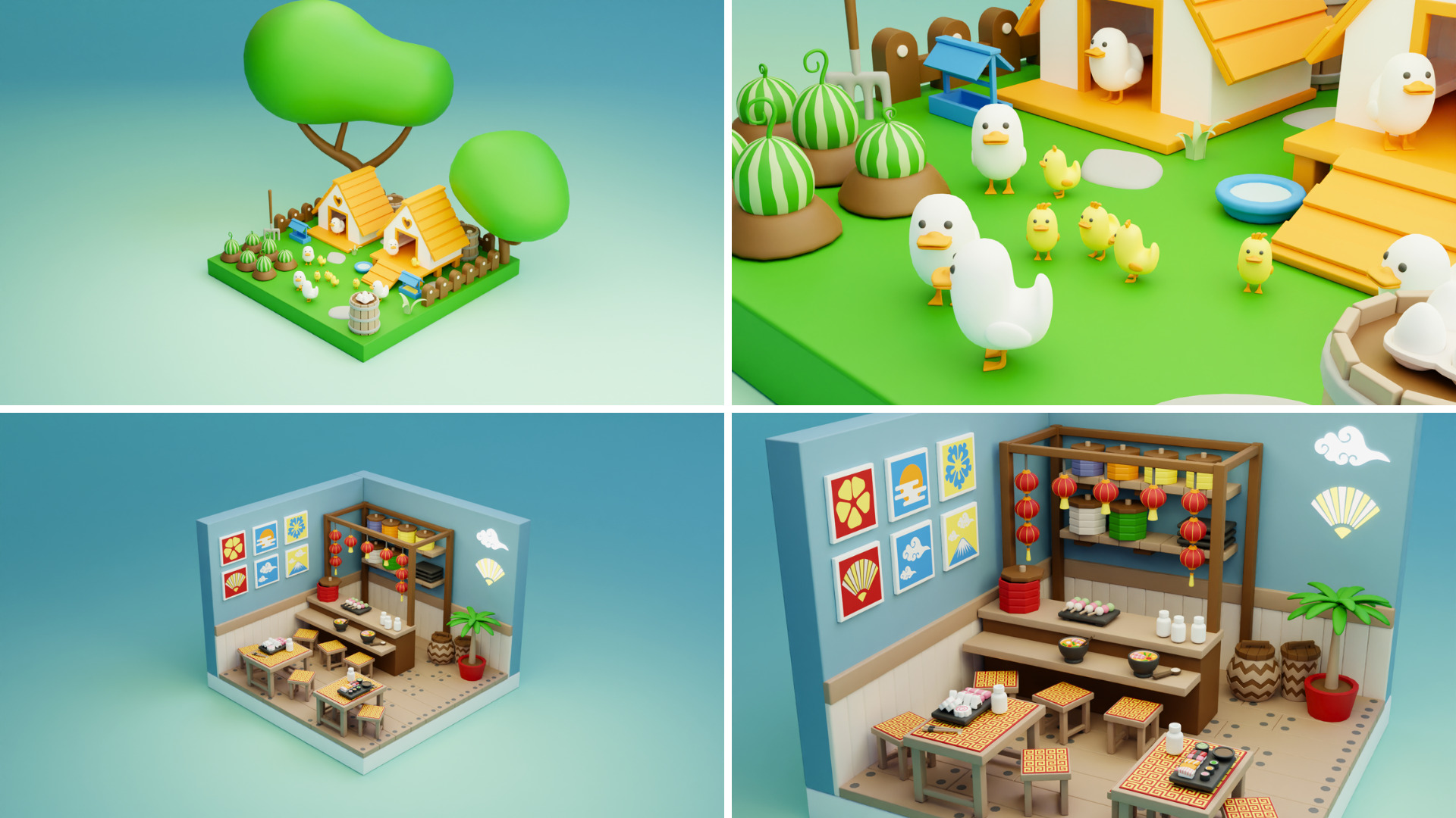 BIG PACK Cozy Cartoon Profession Rooms Interiors 2 Low-poly 3D model_12