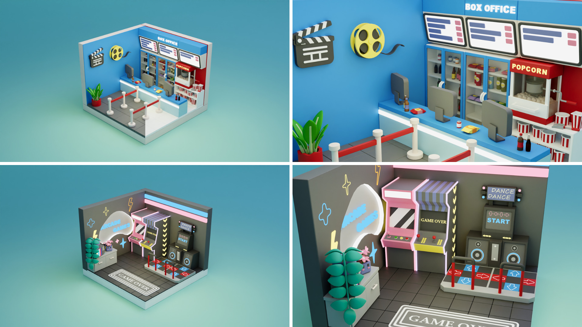 BIG PACK Cozy Cartoon Profession Rooms Interiors 2 Low-poly 3D model_8