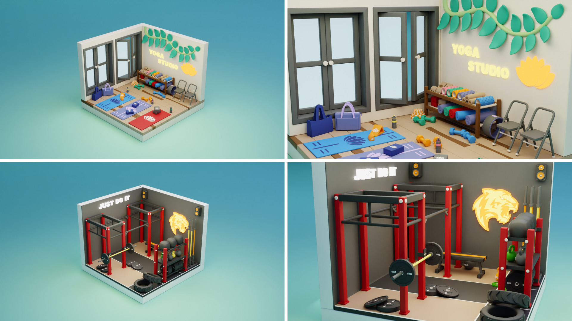 BIG PACK Cozy Cartoon Profession Rooms Interiors 2 Low-poly 3D model_14