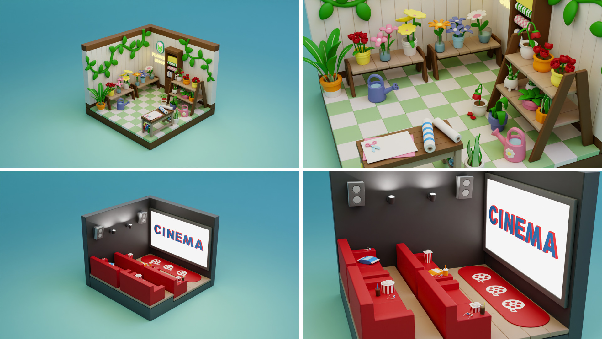 BIG PACK Cozy Cartoon Profession Rooms Interiors 2 Low-poly 3D model_7