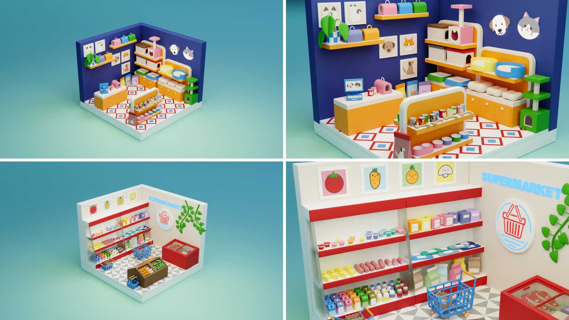 BIG PACK Cozy Cartoon Profession Rooms Interiors 2 Low-poly 3D model_22