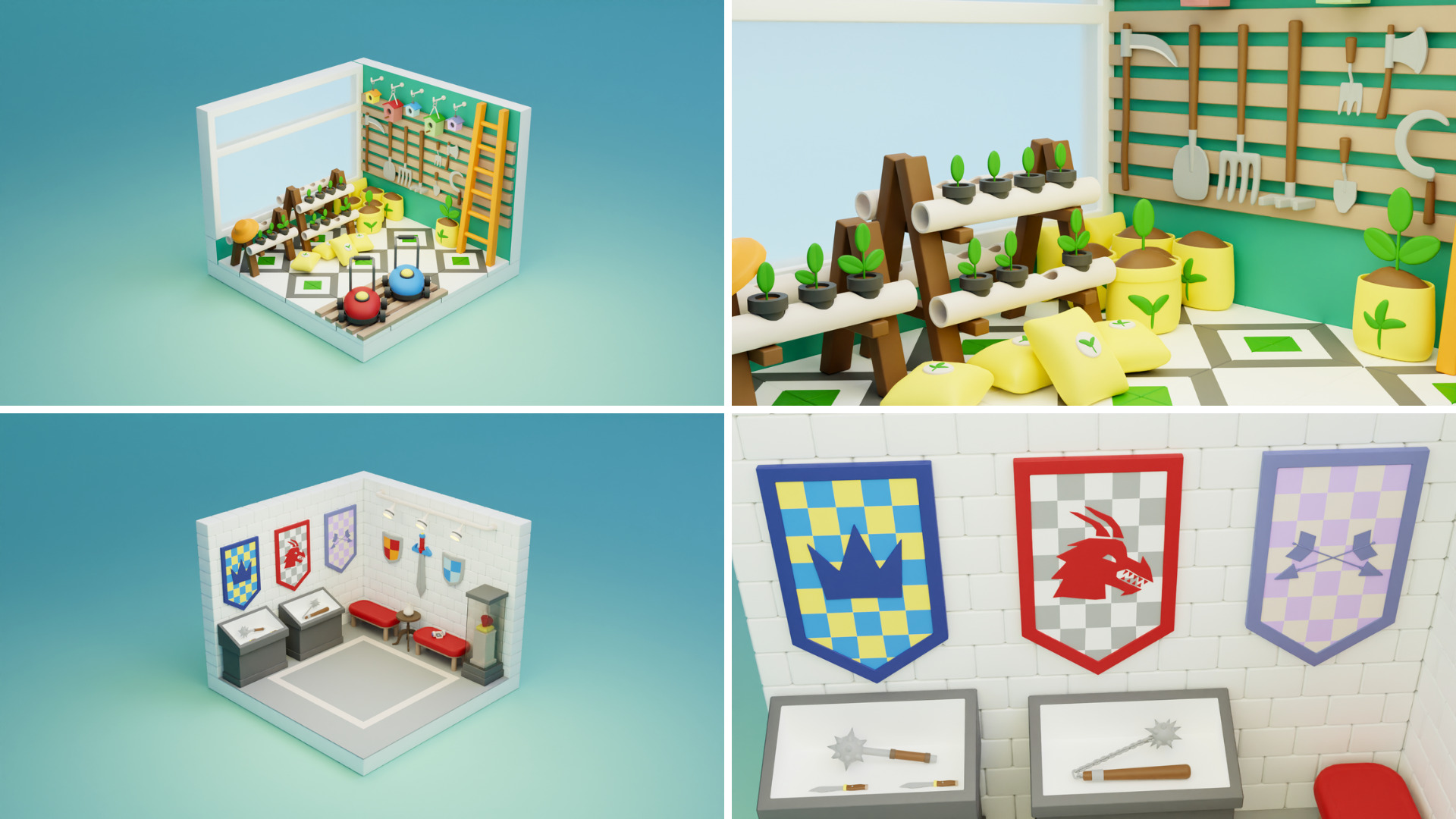 BIG PACK Cozy Cartoon Profession Rooms Interiors 2 Low-poly 3D model_23