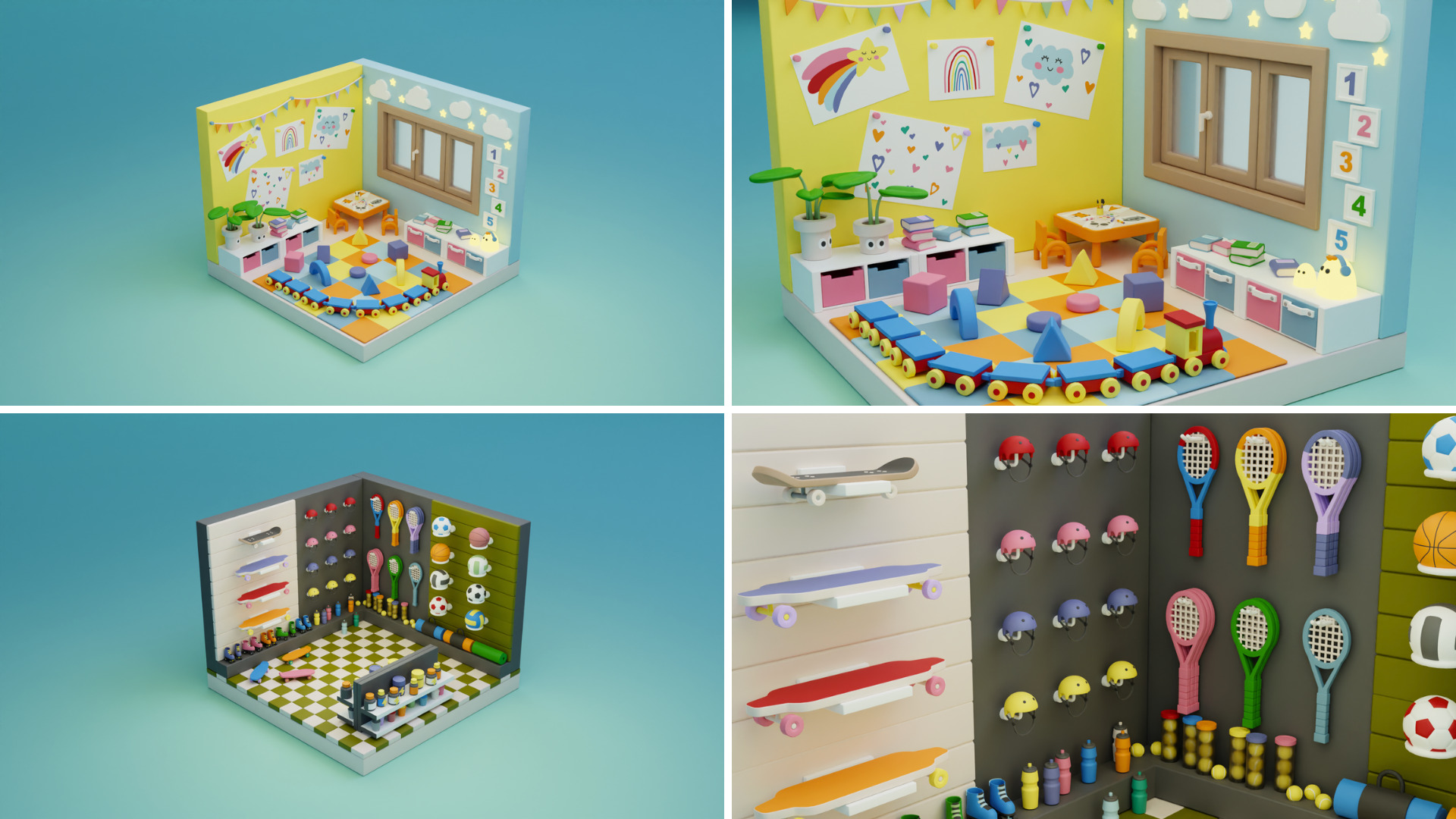 BIG PACK Cozy Cartoon Profession Rooms Interiors 2 Low-poly 3D model_5