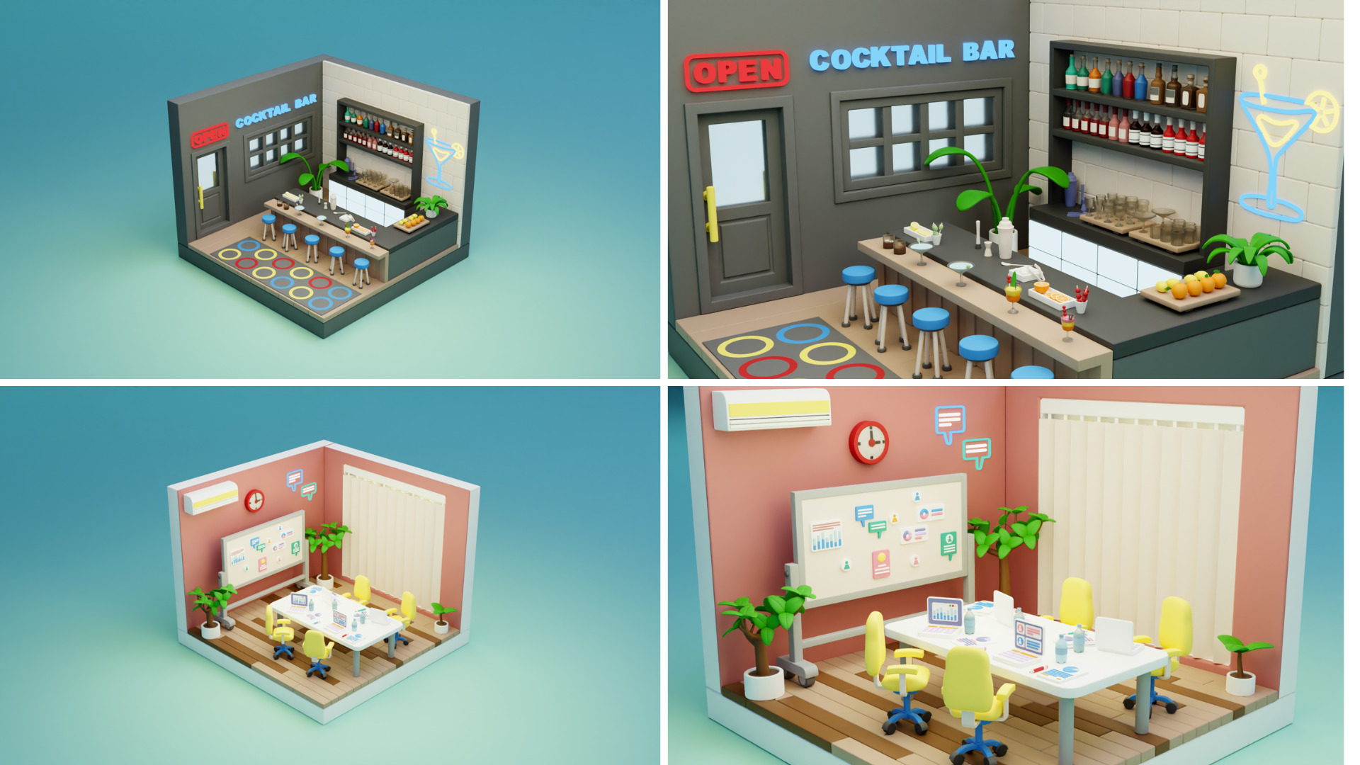 BIG PACK Cozy Cartoon Profession Rooms Interiors 2 Low-poly 3D model_15
