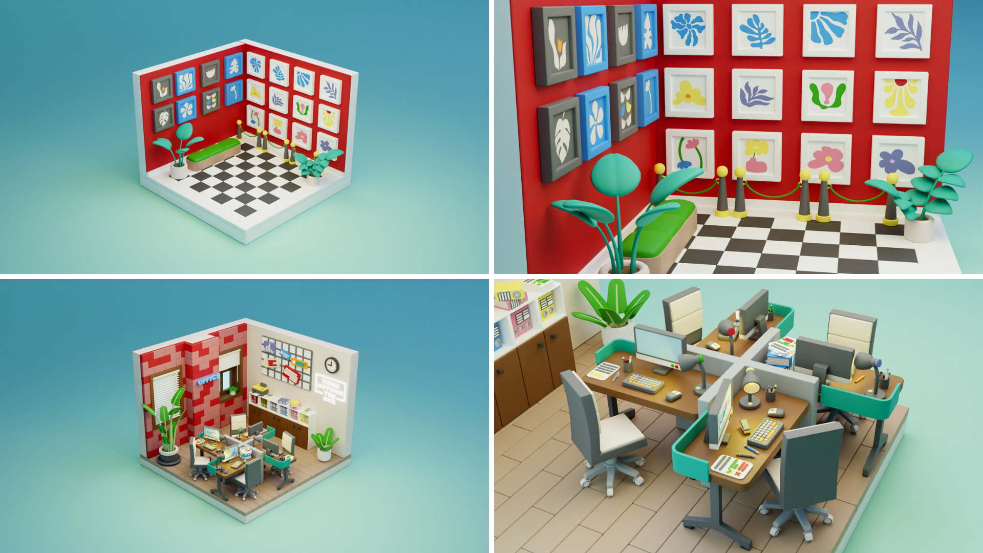 BIG PACK Cozy Cartoon Profession Rooms Interiors 2 Low-poly 3D model_10