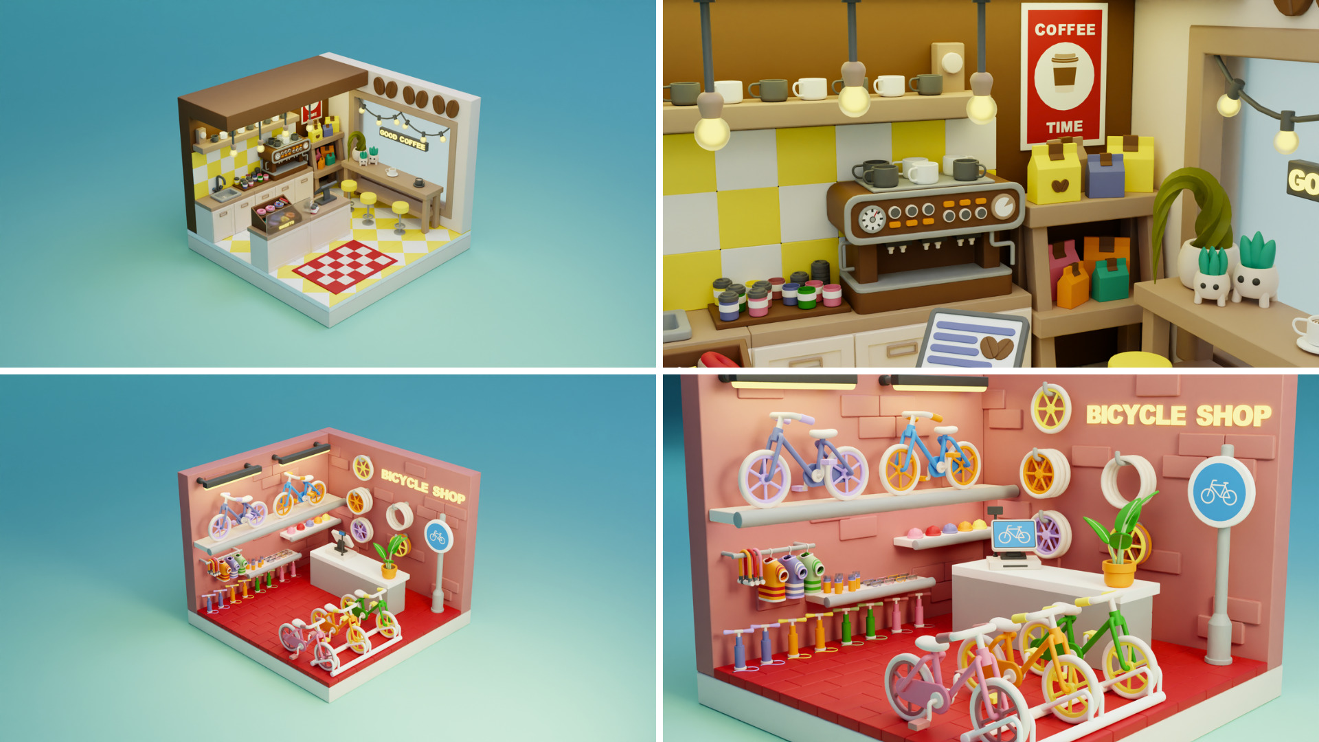 BIG PACK Cozy Cartoon Profession Rooms Interiors 2 Low-poly 3D model_4