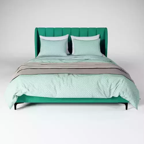 Modern queen size Bed Low-poly 3D model