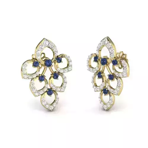 Printable 3D Jewelry design of Earrings with diamonds