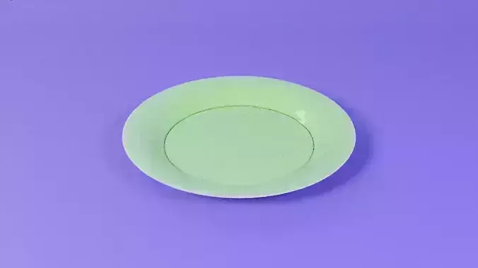Green Ceramic Plate  - Low Poly - Game Ready
