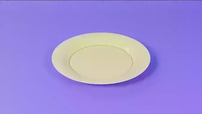 Yellow Ceramic Plate  - Low Poly - Game Ready