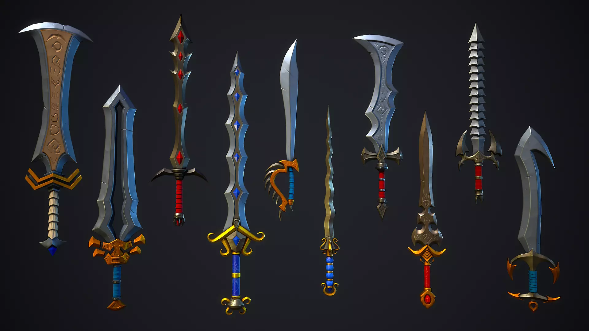 Stylized Fantasy Weapons - Swords Low-poly 3D model_0
