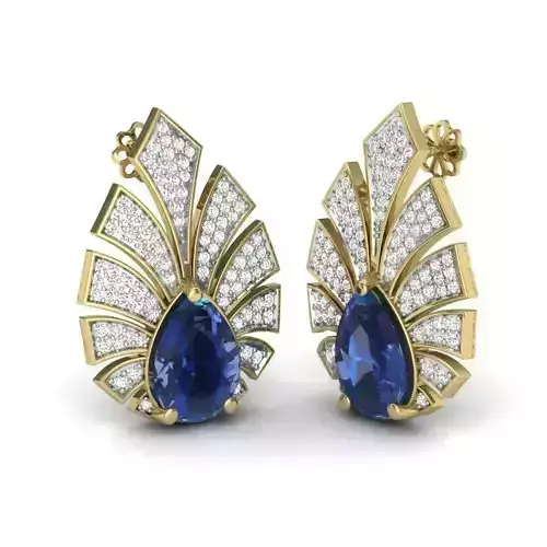 Printable 3D Jewelry design of Earrings with diamonds