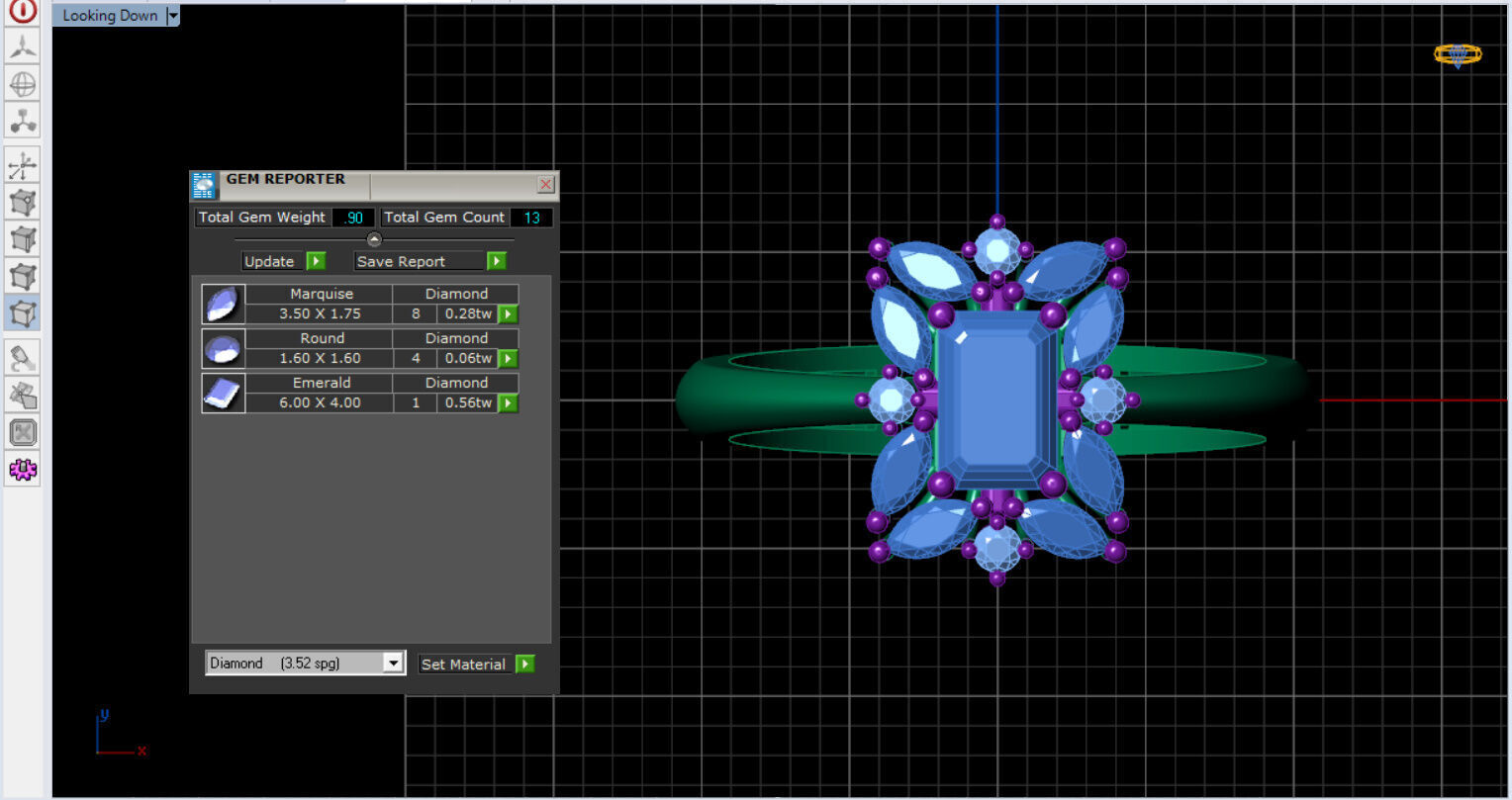 Royal Emerald Solitaire with marquise 3D print model_4